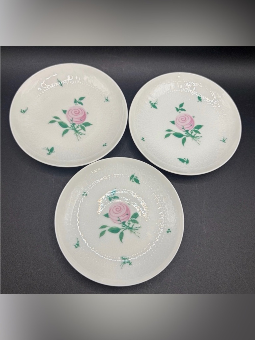 3 Vintage Rosenthal Continental Romance Rose Porcelain Butter Dishes, Dinnerware
